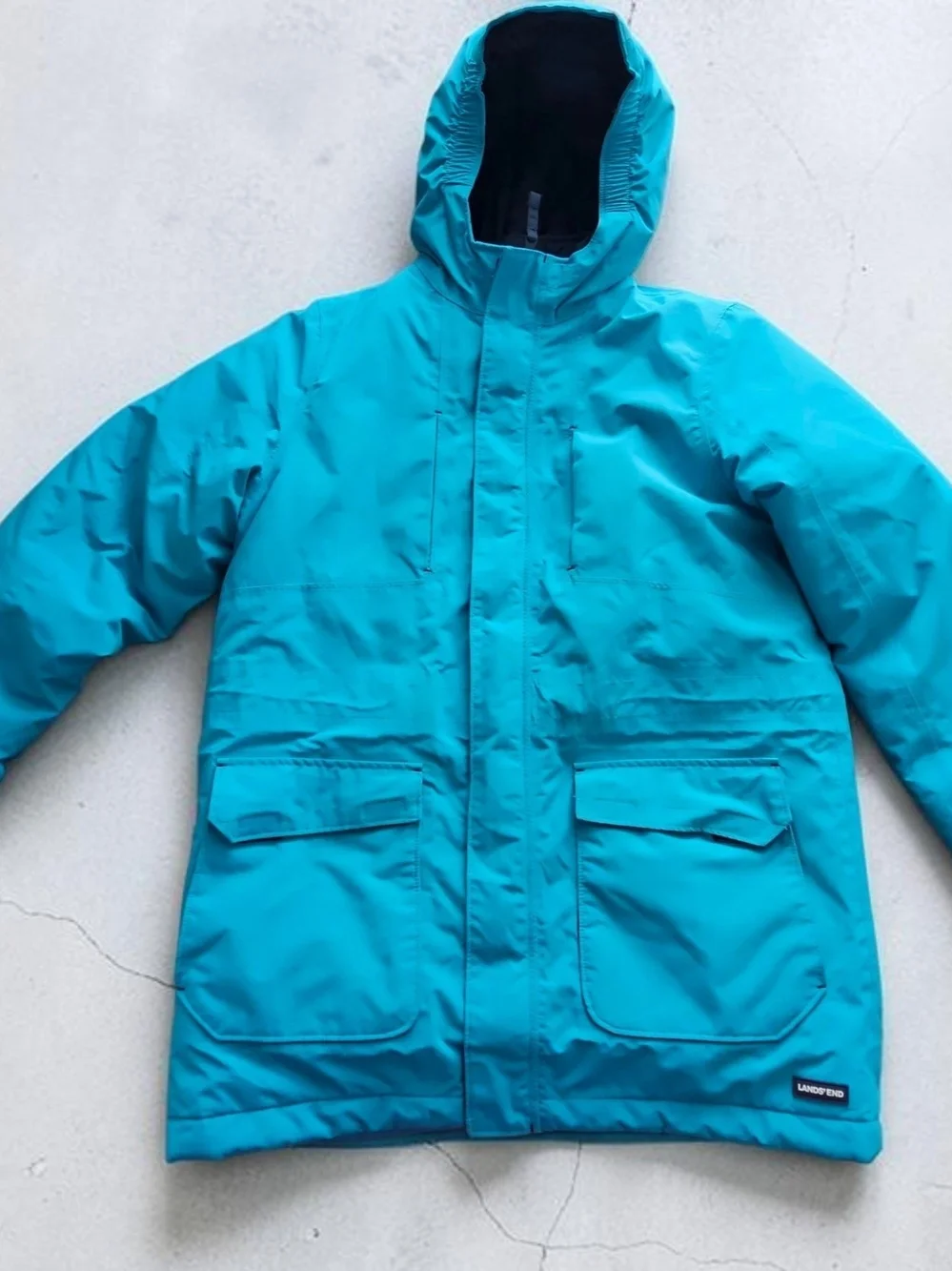 Lands' End Kids Hooded Winter Parka - Teal/Blue